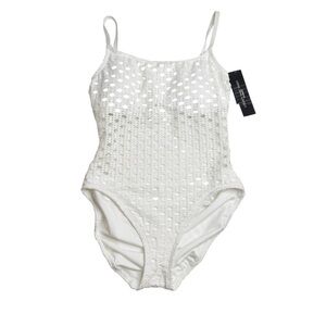 Carmen Marc Valvo Crochet One-Piece Swimsuit White Size 6 New